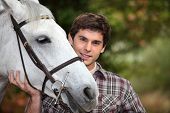 picture of horse  - Teen with white horse - JPG 