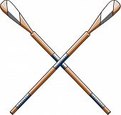 stock photo of sculling  - color drawing of wooden crew rowing or sculling oars crossed in the shape on an x - JPG 