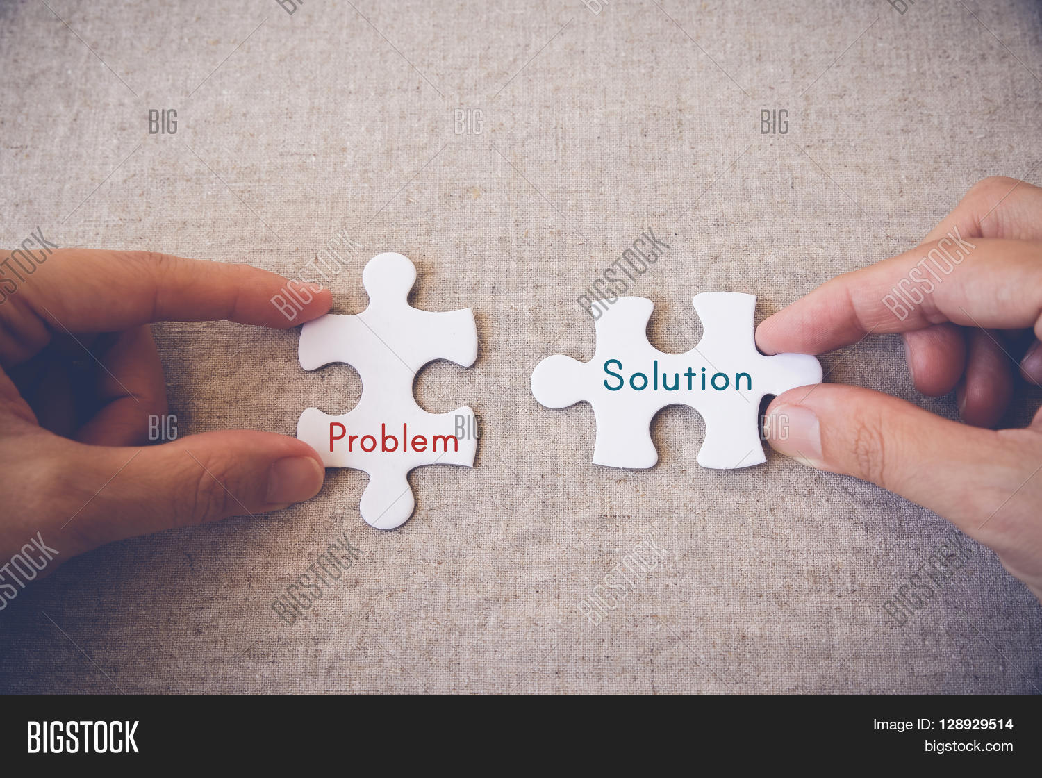 puzzle jigsaw business concept problem solution words pieces background