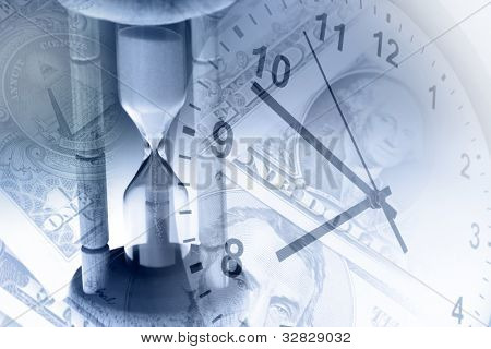 Picture or Photo of Timer, clock and cash. Time is money concept