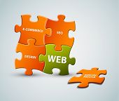 stock photo of puzzle  - Vector puzzle web solution illustration  - JPG 