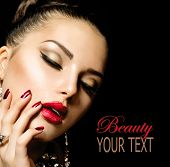 stock photo of holidays  - Beauty Woman with Perfect Makeup - JPG 