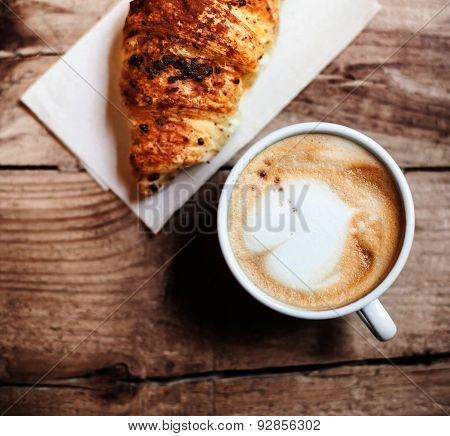Coffee And Croissant For Breakfast On Rustic Wooden Table Chocolate Poster ID 92856302 Coffee And Croissant For Breakfast On Rustic Wooden Table Chocolate Poster ID 92856302