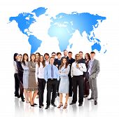 foto of leadership  - Businessmen standing in front of an earth map - JPG 