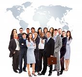 image of earth  - Businessmen standing in front of an earth map - JPG 