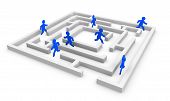 stock photo of business people  - one maze with some cartoons men that search the right way  - JPG 