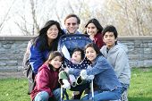 pic of cerebral  - Beautiful Interracial family of seven outdoors in summer - JPG 