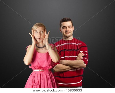 Female In Pink And Male In Red | Stock photo