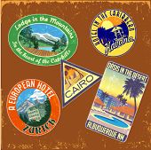 stock photo of travel  - vintage travel stickers vector set - JPG 