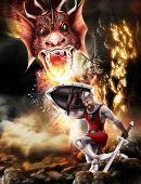 image of religion  - Dragon slayer fighting dragon - JPG 