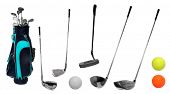 picture of golf  - Set of golf clubs and bag with balls - JPG 