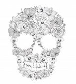 stock photo of skull  - Skull from flowers - JPG 