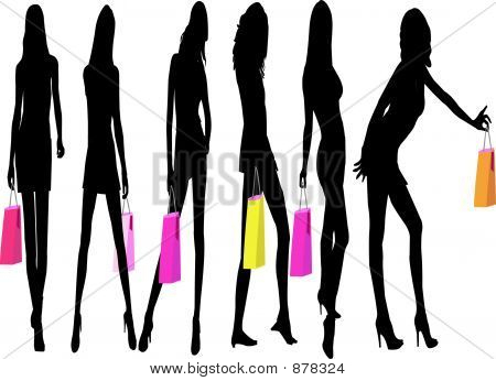 Stock Photo - beautiful girl with shoping bsgs isolated on a white background