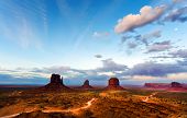 stock photo of sunset  - Sunset at the Monument Valley - JPG 