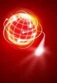 pic of global technology  - world with international movements as shooting stars - JPG 