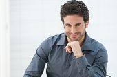 image of business people  - Satisfied proud business man looking at camera in the office with copy space - JPG 