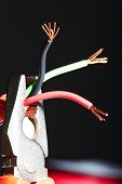 foto of wire  - Pliers with electrical cables - JPG 