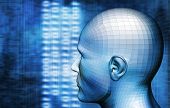 foto of humanoid  - humanoid head and technology background - JPG 