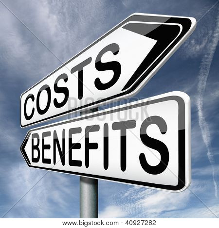 Picture or Photo of Costs and benefits analysis business management investment value and analysis of financial risk cost versus value