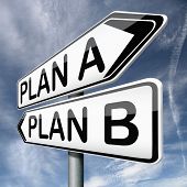 stock photo of possibility  - backup plan a or B alternative strategy or different possible strategies road sign arrow - JPG 