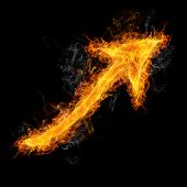 picture of rising  - Flaming rising arrow on the black background - JPG 