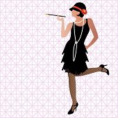 stock photo of twenties  - flapper kicking up heel - JPG 