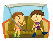 stock photo of pals  - cartoon of kids in a car - JPG 