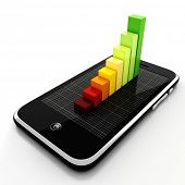 image of business concept  - 3d smart phone and graph - JPG 