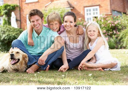 Picture or Photo of Family Sitting In Garden Together