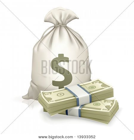 Picture or Photo of Sack and money, vector
