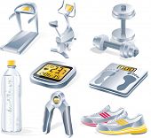 pic of fitness  - Vector fitness equipment icon set - JPG 