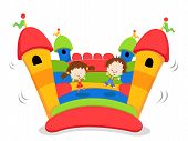 foto of house  - Group Of Kids Jumping On A Bouncy Castle - JPG 