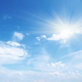 stock photo of tranquil  - Blue sky with clouds and sun - JPG 