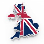 foto of map  - The UK country map  on a white background - JPG 