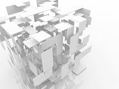 foto of puzzle  - 3d abstract white cube - JPG 