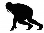 foto of steady  - Silhouette American Football Player Ready Position for Scrimmage - JPG 