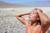 stock photo of nature  - Desert woman thirsty dehydrated in Death Valley - JPG 