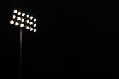 picture of sports  - Stadium lights on a sports field at night with copy space - JPG 