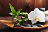 image of zen  - spa concept zen stones and  orchid - JPG 