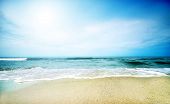 stock photo of blue sky  - Clean beach under blue sky - JPG 