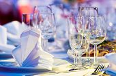 image of restaurant  - catering table set service with silverware - JPG 