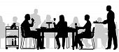 picture of restaurant  - Editable vector silhouette of people eating in a restaurant with all figures as separate objects - JPG 