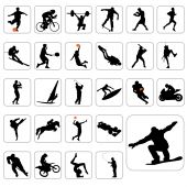 stock photo of sports  - vector silhouettes of 27 different sport figure - JPG 