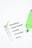 stock photo of blue sky  - Checklist and green marker on white background - JPG 