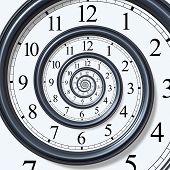 picture of time  - 3D concept with black spiral analog wall clock without pointers - JPG 