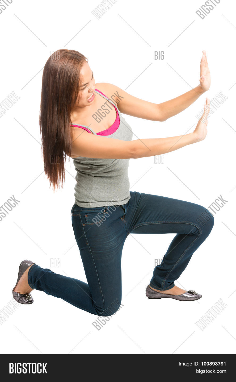woman kneeling arms image photo free trial bigstock