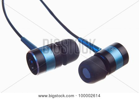 Mini stereo headphones isolated on white background