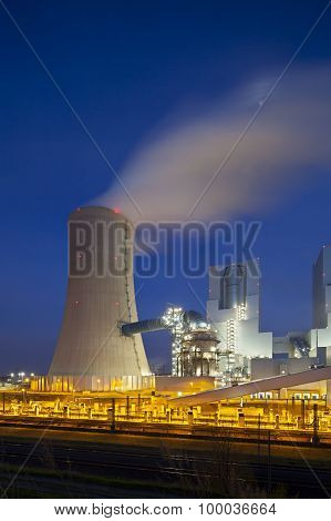 Steaming Power Station At Night