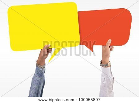 Speech bubble in hand