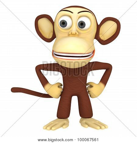 3D Cute Monkey With Arms Akimbo